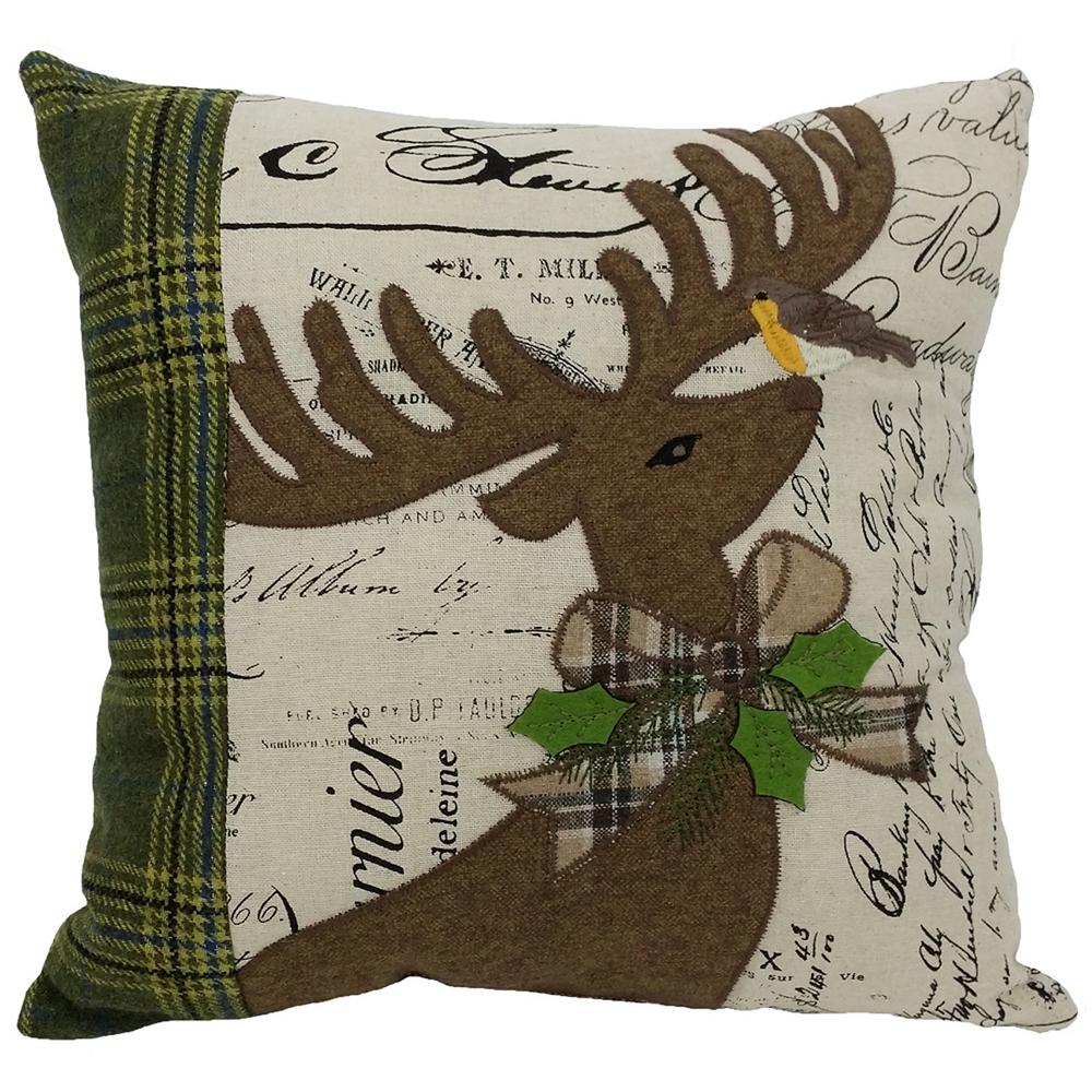 Manor Luxe 14 In X 14 In Reindeer With Applique Suede Collection