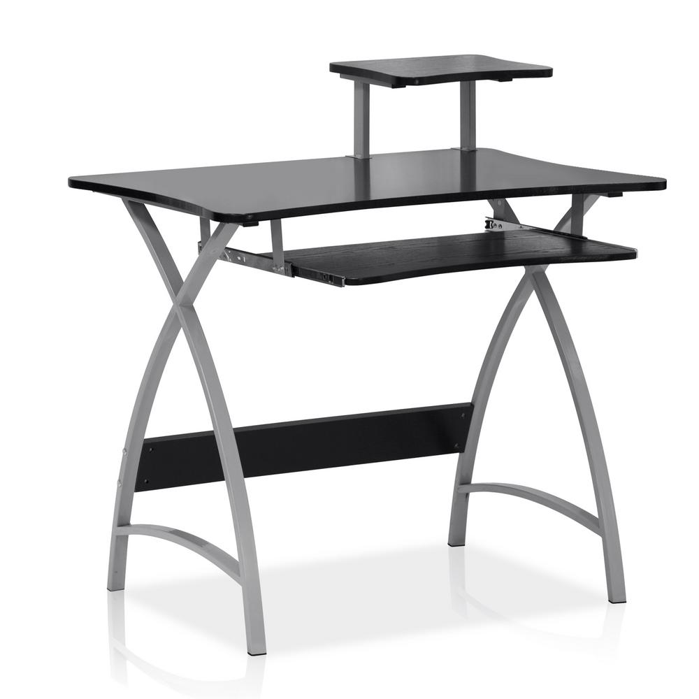 Besi Black Office Computer Desk With Keyboard Tray