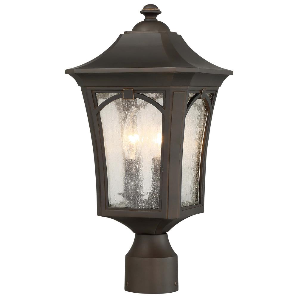 Solida 3 Light Outdoor Oil Rubbed Bronze Post With Clear Solida 3 Light Outdoor Oil Rubbed Bronze Post With Clear Seeded Glass
