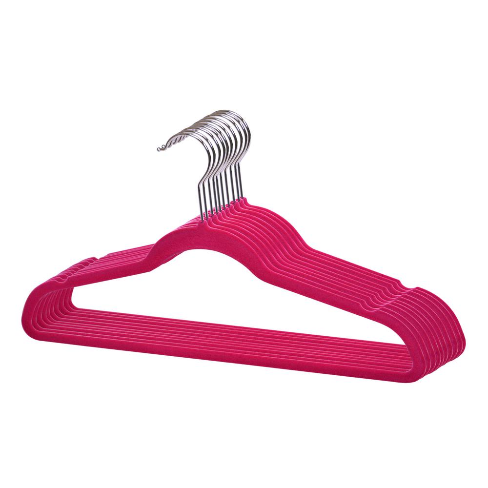 Sunbeam Fuchsia Velvet Hanger (10-Pack)-FH01148 - The Home Depot