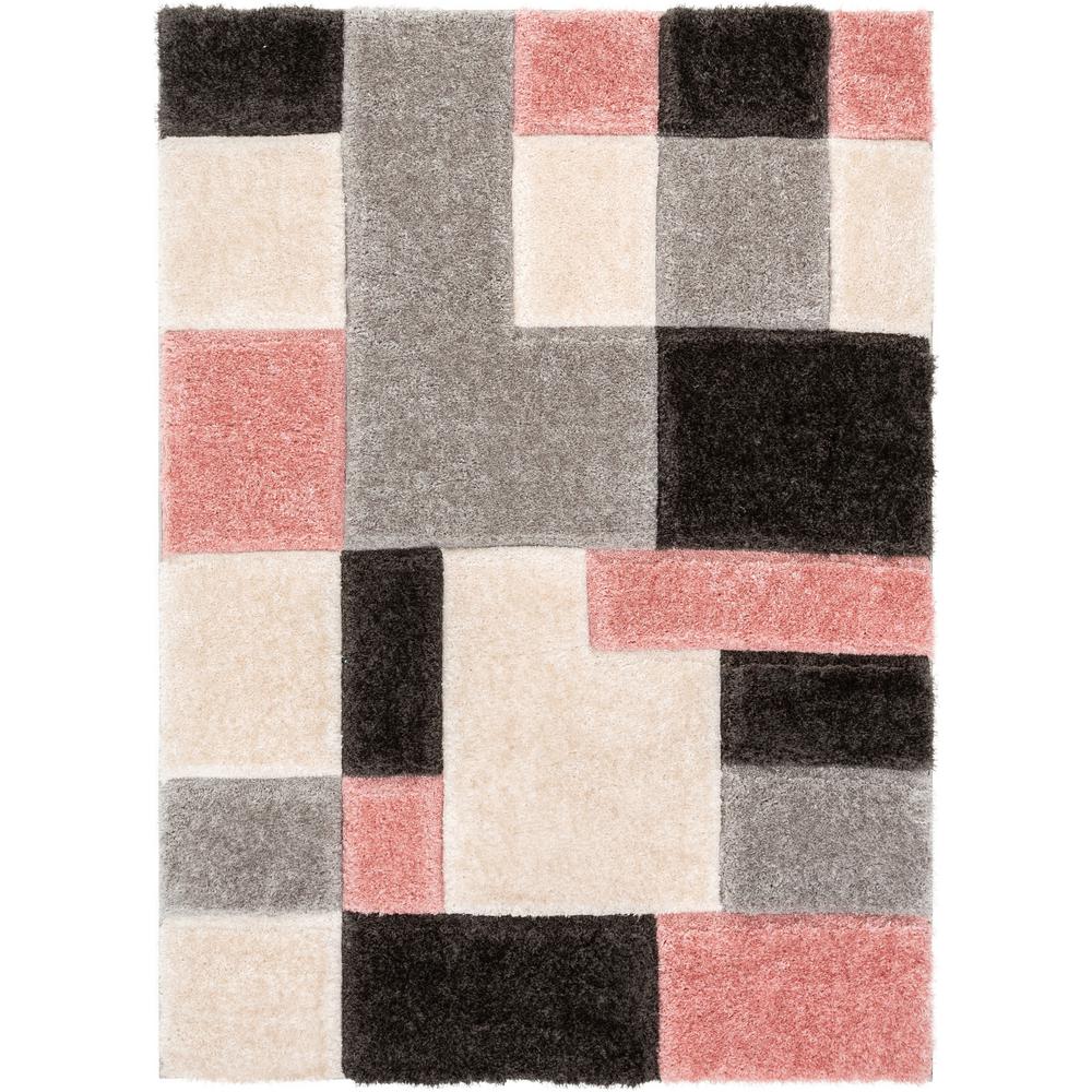 Well Woven San Francisco Escondido Blush Modern Geometric Squares 5 Ft 3 In X 7 3d Carved Area Rug
