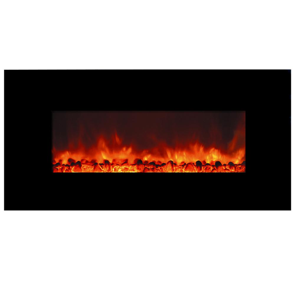 Romancer 40 In Wall Mount Electric Fireplace In Sleek Black