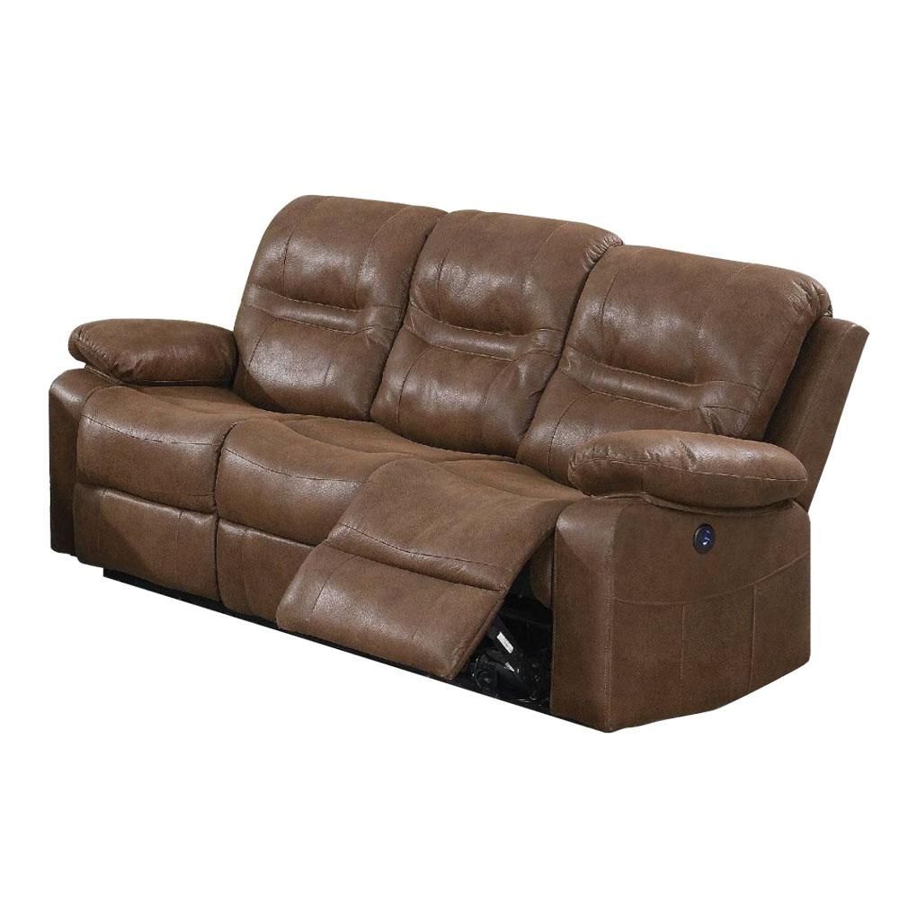 SIMPLE RELAX 86 in. Brown Faux Leather 3 Seat Sofa with Reclining and