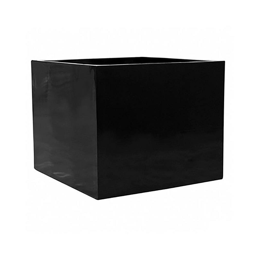 Vasesource 24.5 in. x 27.5 in. x 27.5 in. Black Fiberstone Planter