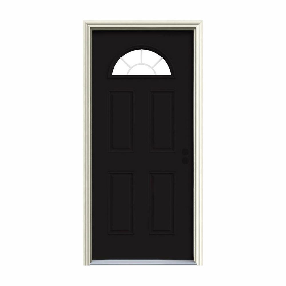 JELDWEN 36 in. x 80 in. 9 Lite Black Painted Steel Prehung LeftHand