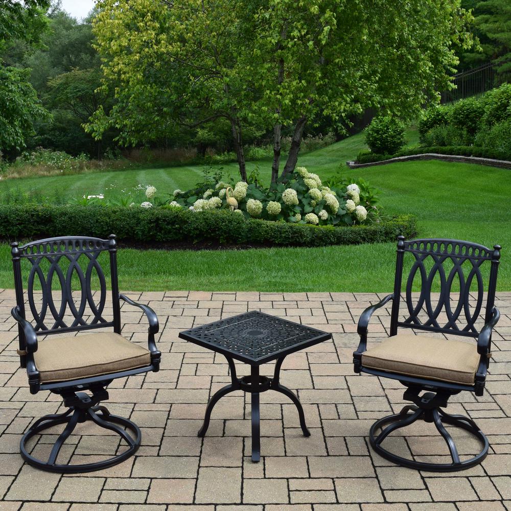 Morocco Aluminum 3 Piece Patio Conversation Set With Sunbrella