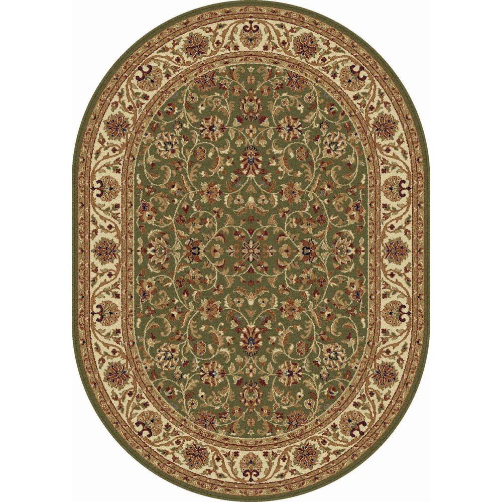 Tayse Rugs Sensation Green 5 ft. 3 in. x 7 ft. 3 in. Oval Transitional