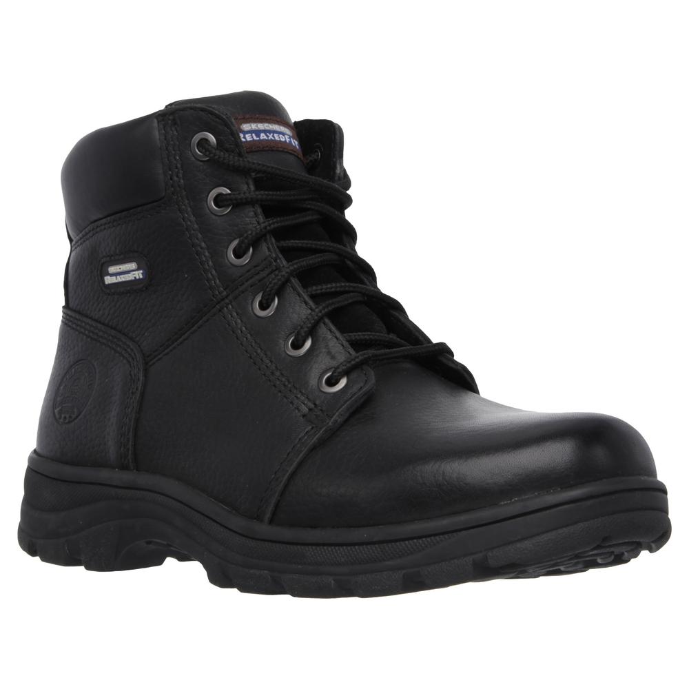 skechers mens black work shoes