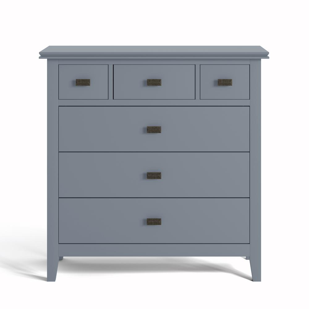 Simpli Home Artisan 6 Drawers Storm Grey Solid Wood 36 In Wide