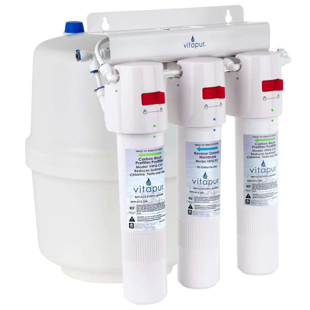 Vitapur Three Stage 23.3 GPD Quick Connect Reverse Osmosis Water ...