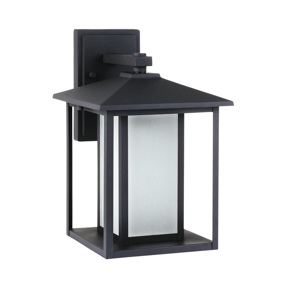 Sea Gull Lighting Hunnington 1Light Black Outdoor Wall Mount Lantern