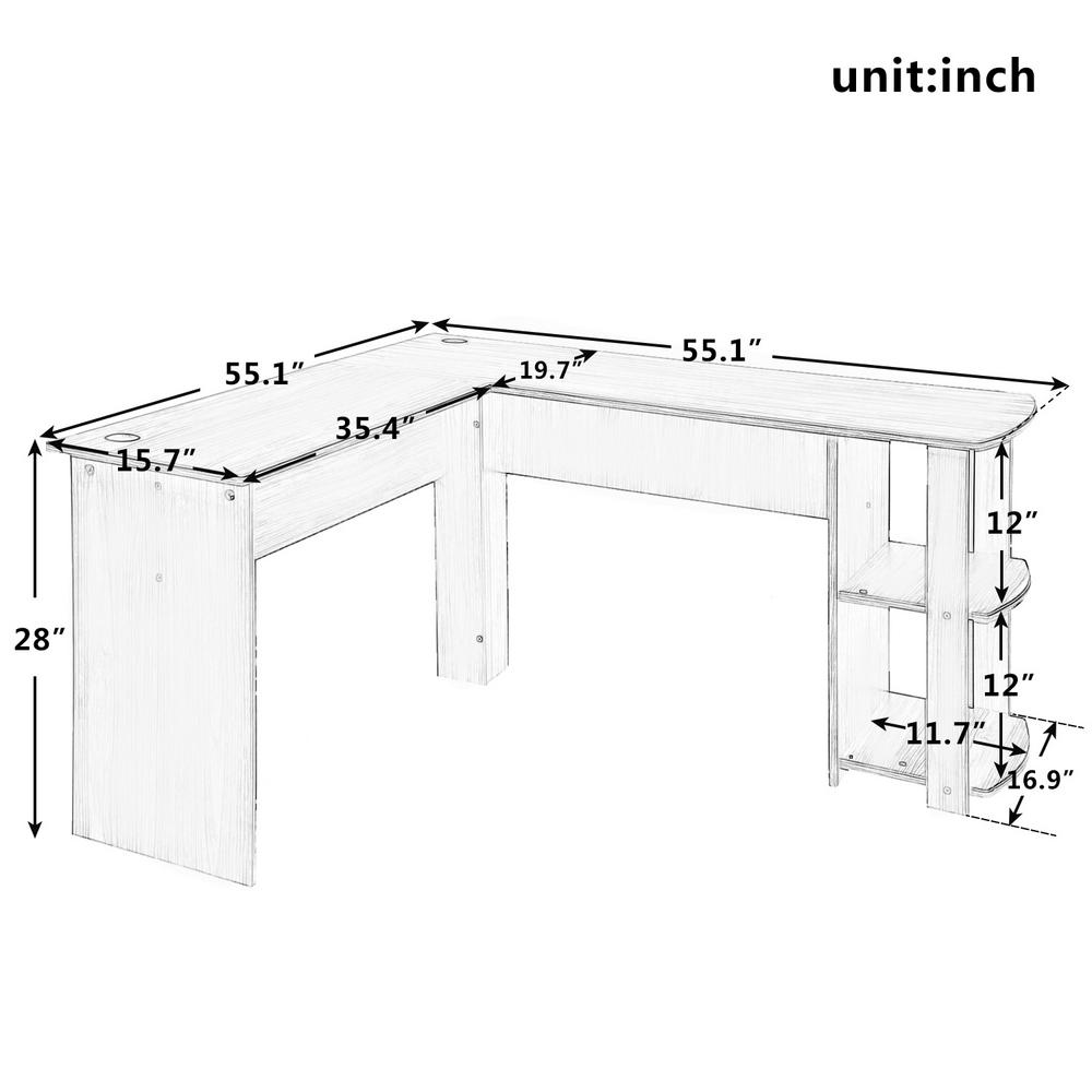 Harper Bright Designs 55 In L Shaped Black Computer Desk With Harper Bright Designs 55 In L Shaped