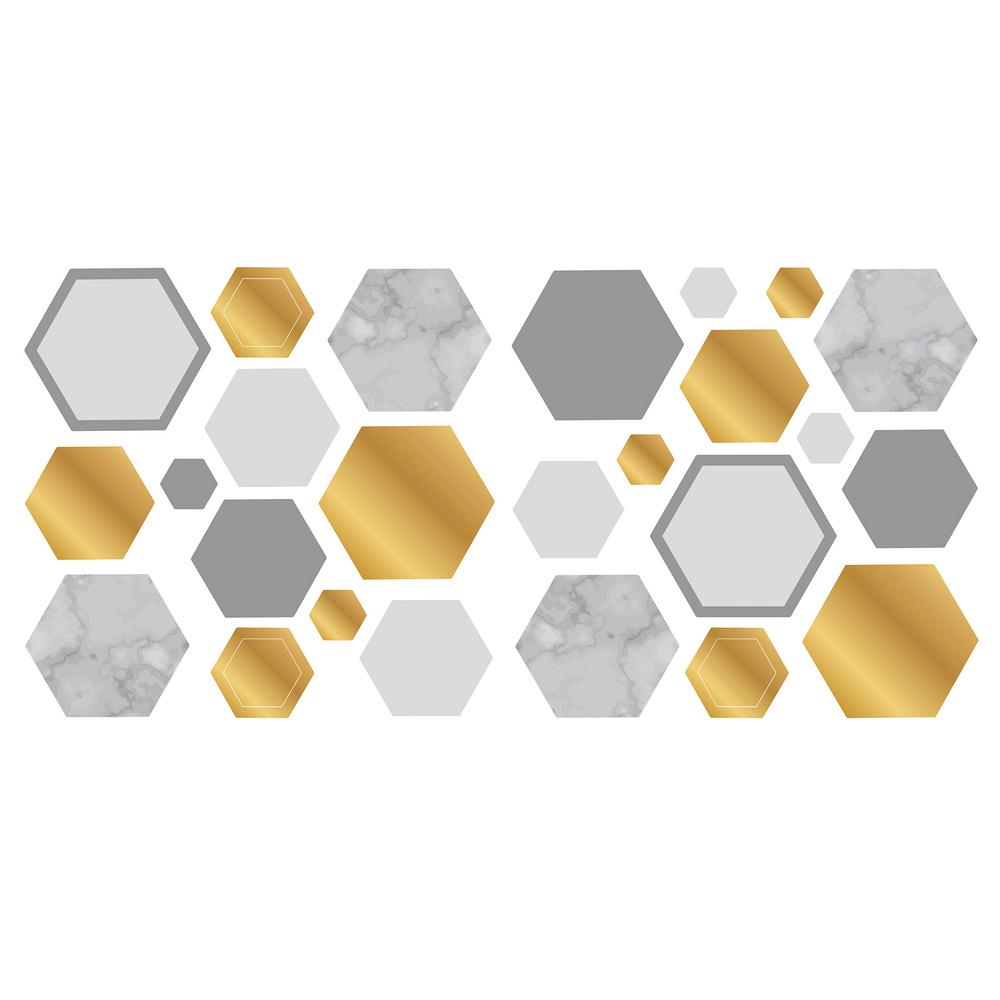 Fun4walls Marble Gold Geo Hexagon Wall Sticker Decals Set Of Fun4walls Marble Gold Geo Hexagon Wall