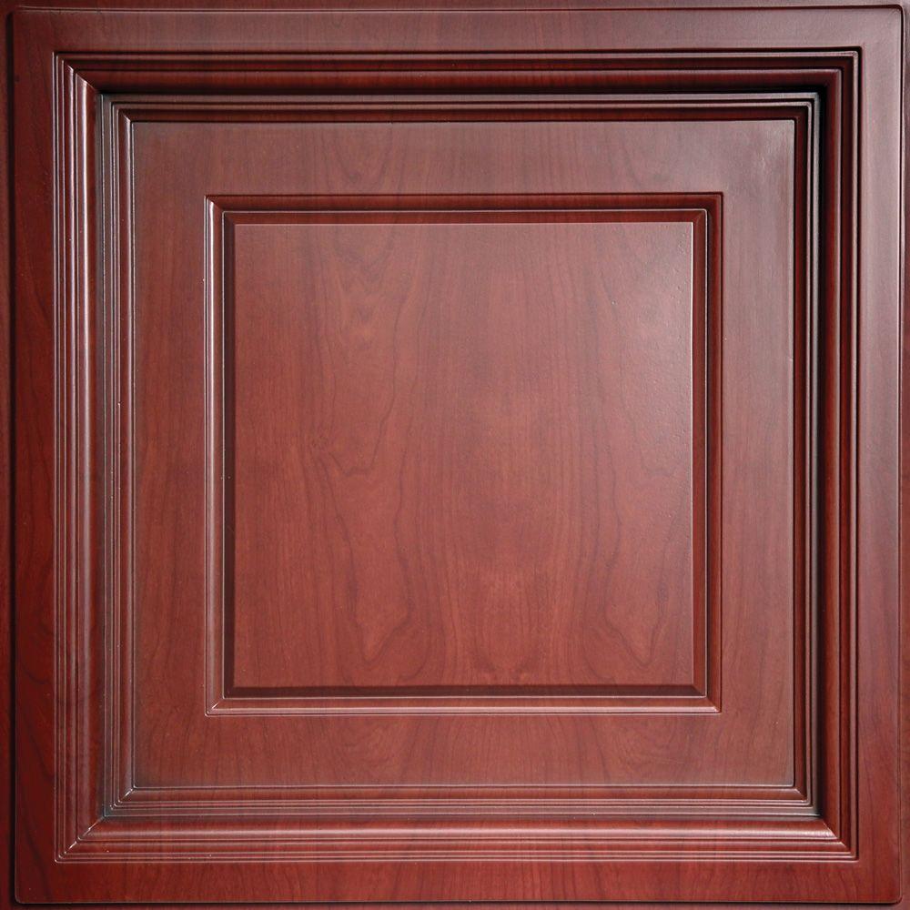 Ceilume Madison Faux Wood Cherry 2 Ft X 2 Ft Lay In Coffered