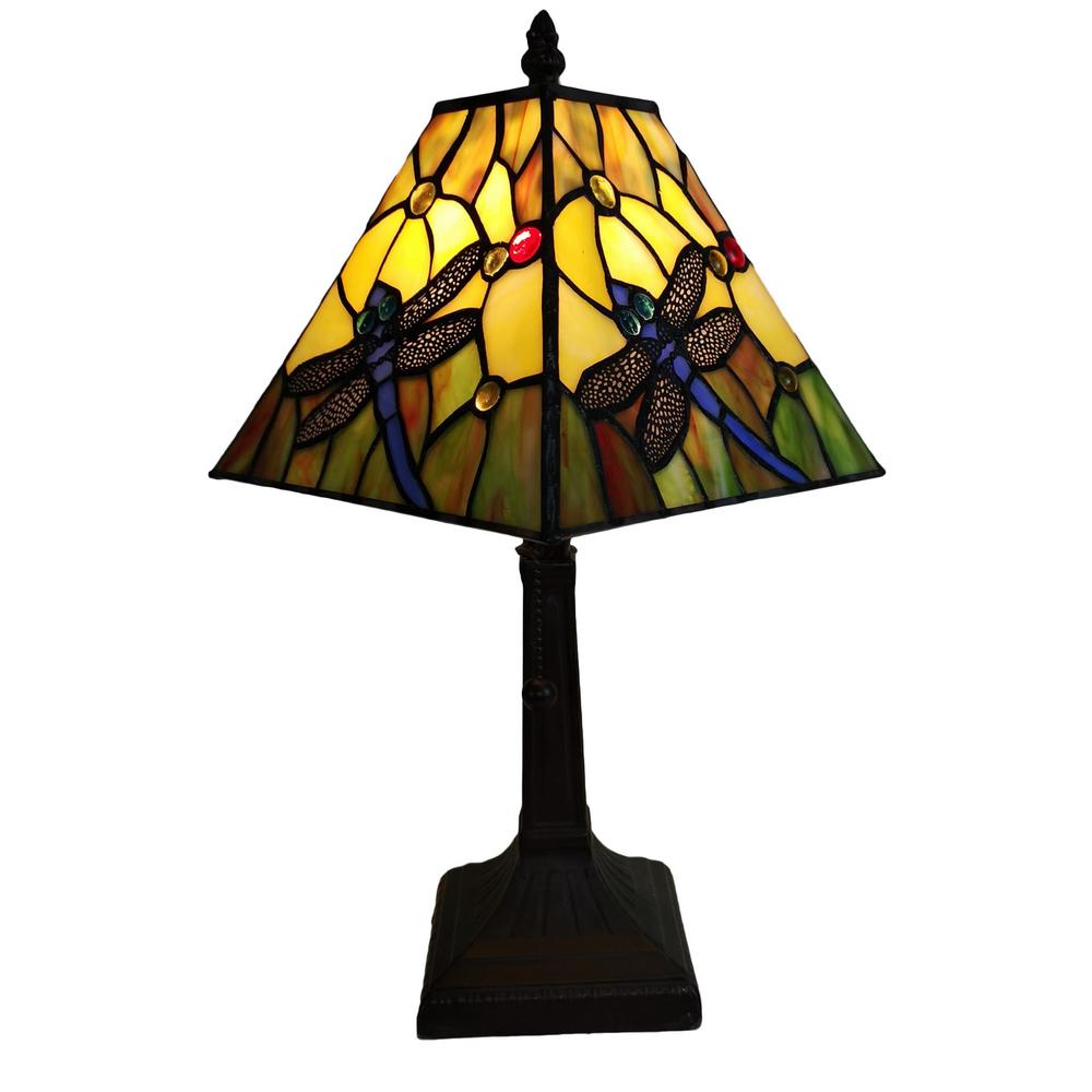 Amora Lighting 15 In Tiffany Style Dragonfly Table Lamp