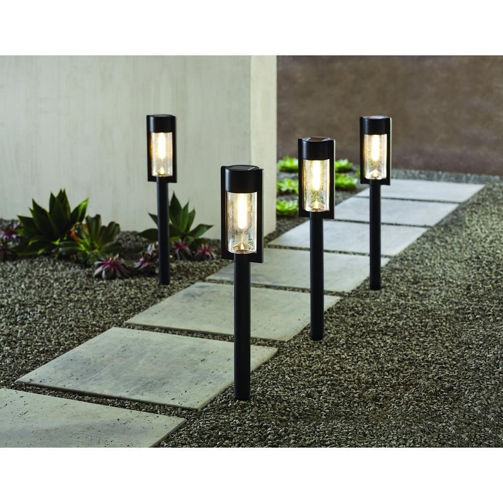 Hampton Bay Low Voltage 10 Watt Black Halogen Landscape Bollard Light With Clear Glass Mushroom Lens Hd28612bk The Home Depot