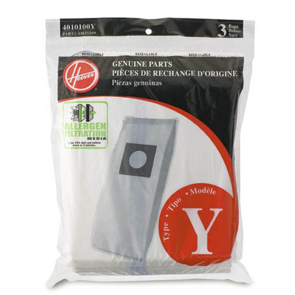 Hoover Type Y Allergen Filtration Bags 3 Pack 4010100y The Home Depot