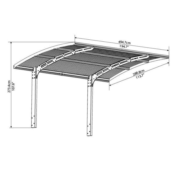 Palram Arizona 5000 Wave 9 Ft 6 In X 16 Ft 3 In X 9 Ft H Carport With Corrugated Solar Gray Polycarbonate Roof Panels 703727 The Home Depot