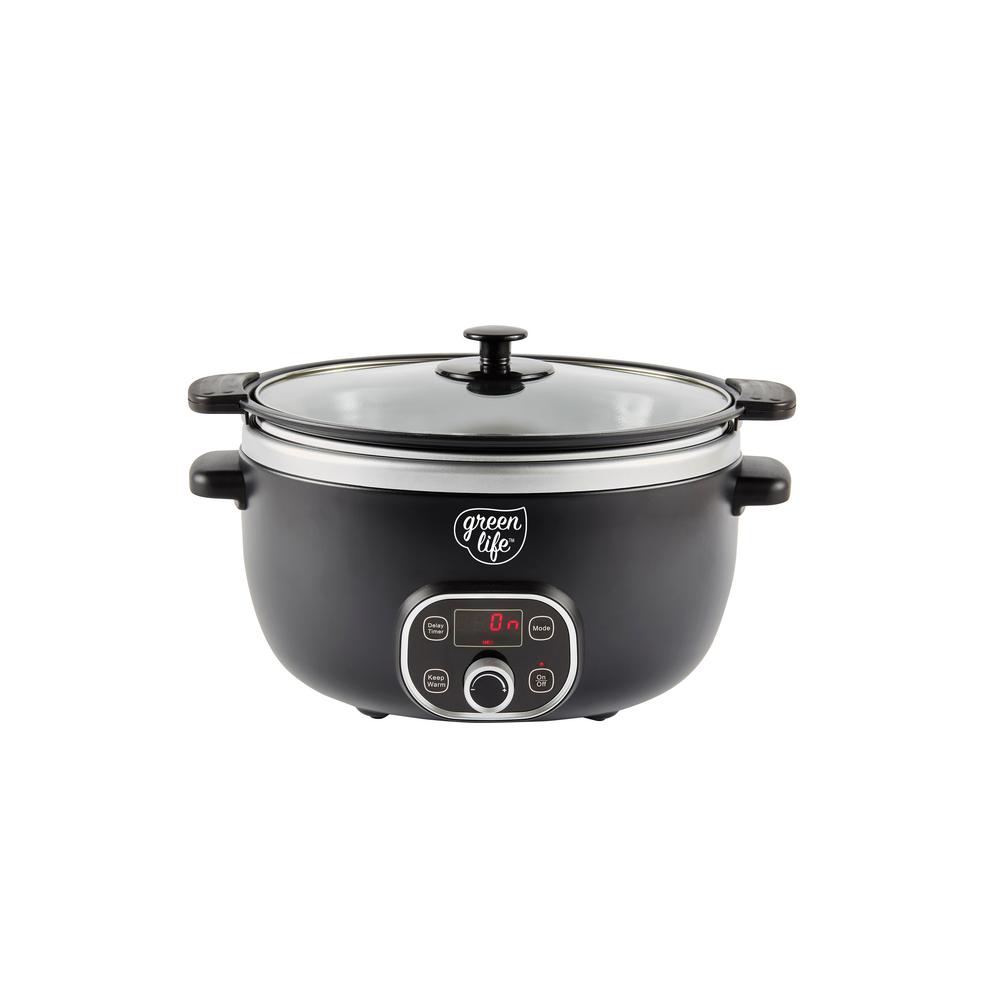 GreenLife 6 Qt. Black Slow Cooker