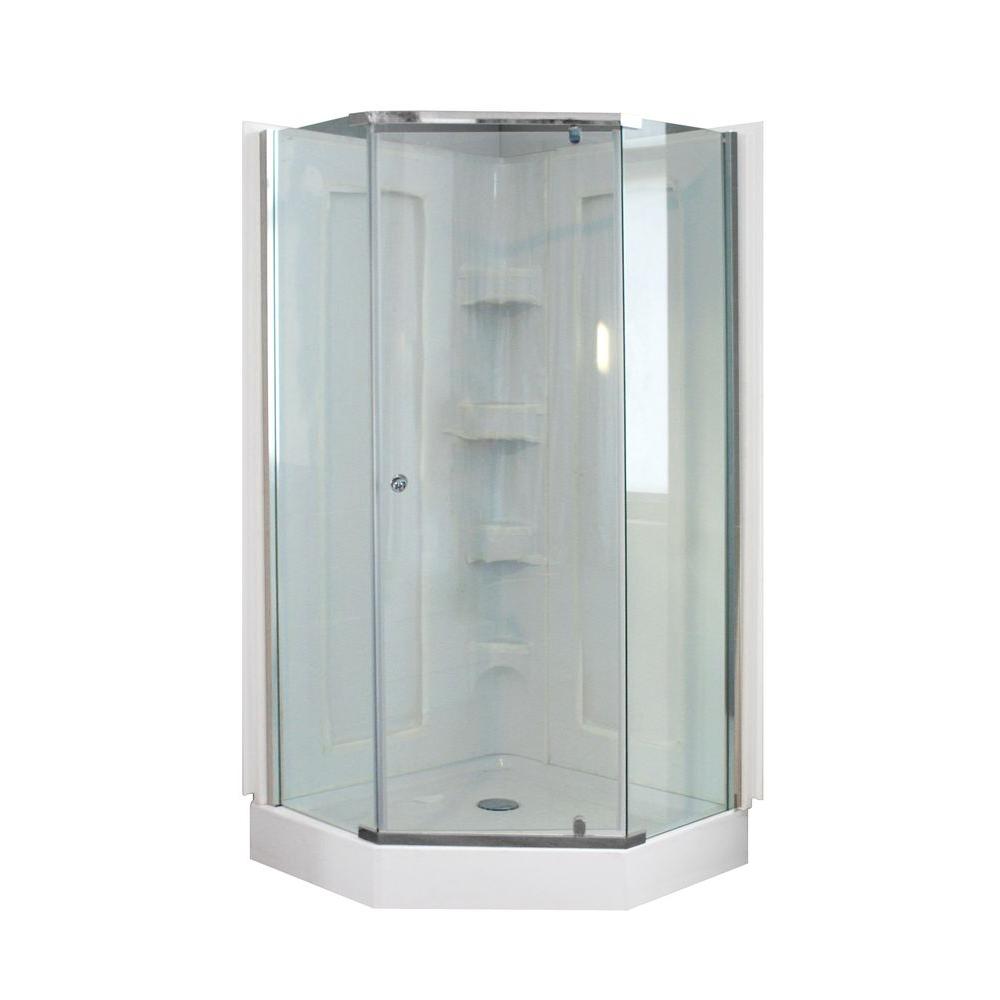 Dreamwerks 38 in. x 38 in. x 78 in. Neo Angle Mosaic Shower Kit with