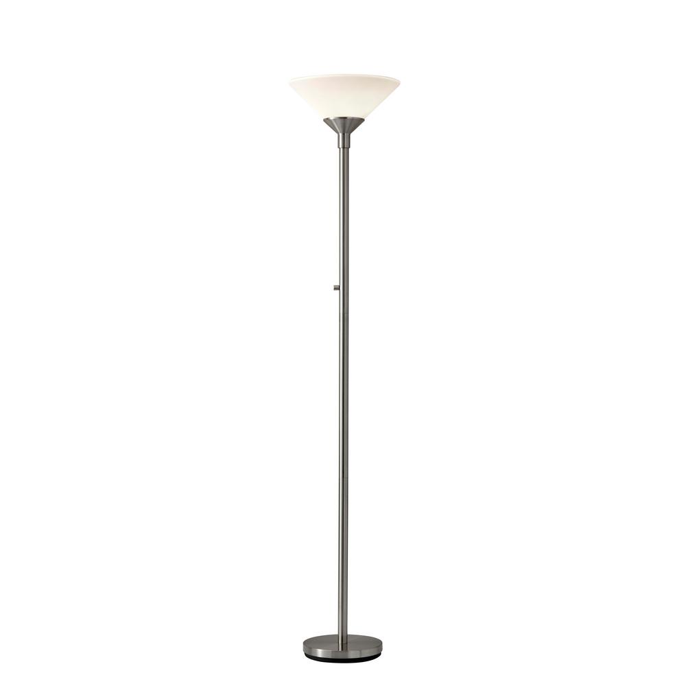 Artiva 71 In Satin Nickel Compact Fluorescent Torchiere Floor Lamp Steel Aries Torchiere Floor Lamp
