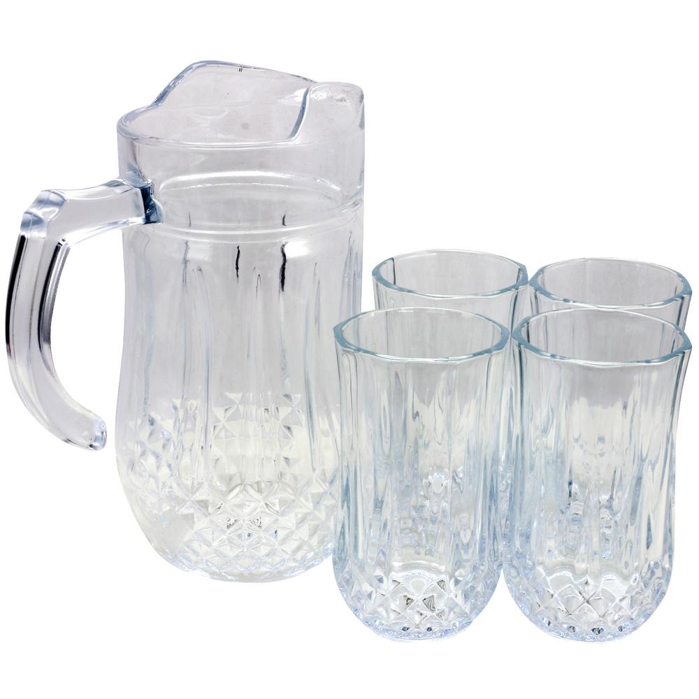 Gibson Home Jewelite 5 Piece Glass Pitcher Set 985100113m The Gibson Home Jewelite 5 Piece Glass Pitcher Set