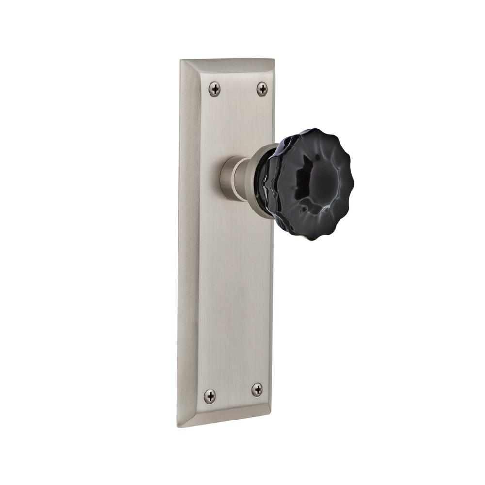 Top-of-the-Line Brushed Nickel /& Fluted Crystal Glass Privacy KNOB SET