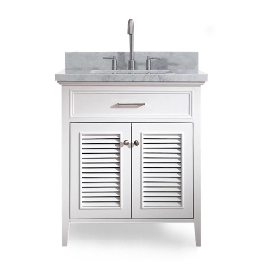 Undermount 29 31 In Ariel Vanities With Tops Bathroom Bath Vanity In White With Marble Top Carrara