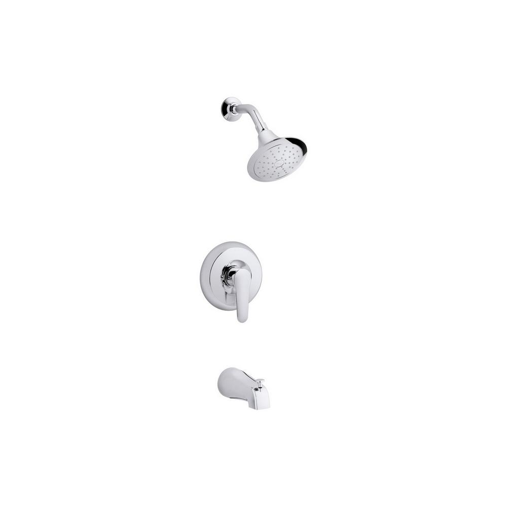Slip-fit spout and 2.0 gpm showerhead Kohler TS15601-4SE-CP Rite-Temp Bath and Shower Valve Trim with Lever Handle