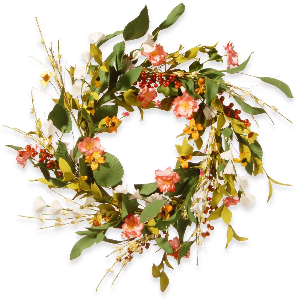Pink Decorative Wreaths Artificial Plants Flowers The Home Depot Flower Wreath
