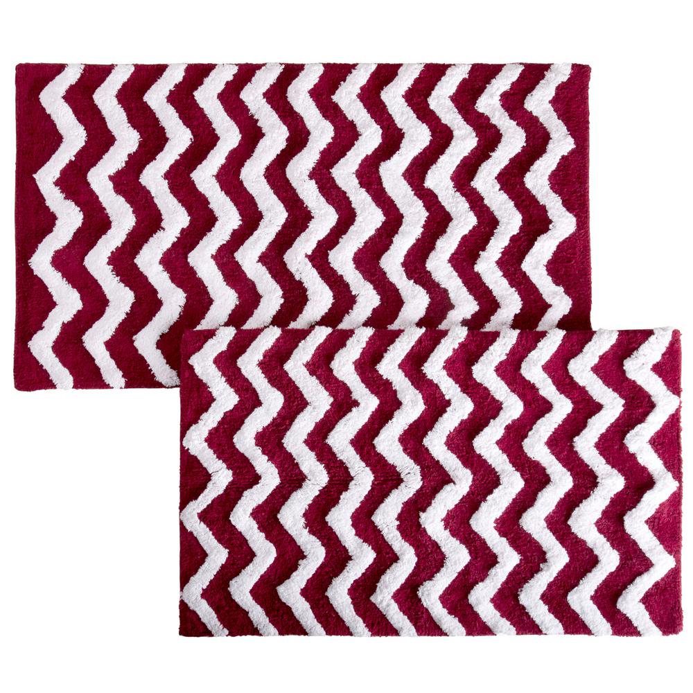 Lavish Home Chevron Burgundy 24 5 In X 41 In 2 Piece Bathroom