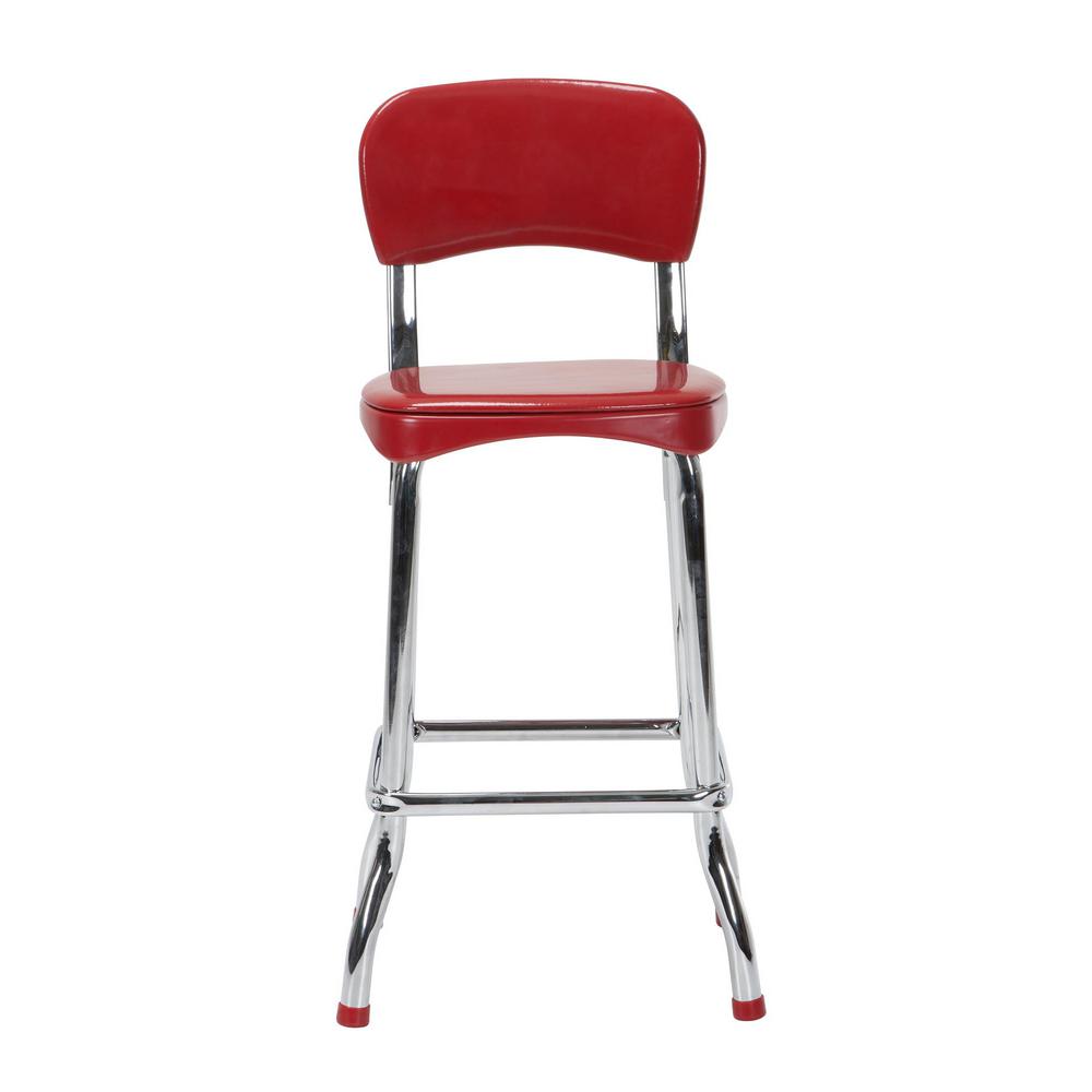 Cosco Retro 2 Piece Red And Chrome 34in H High Top Chairs