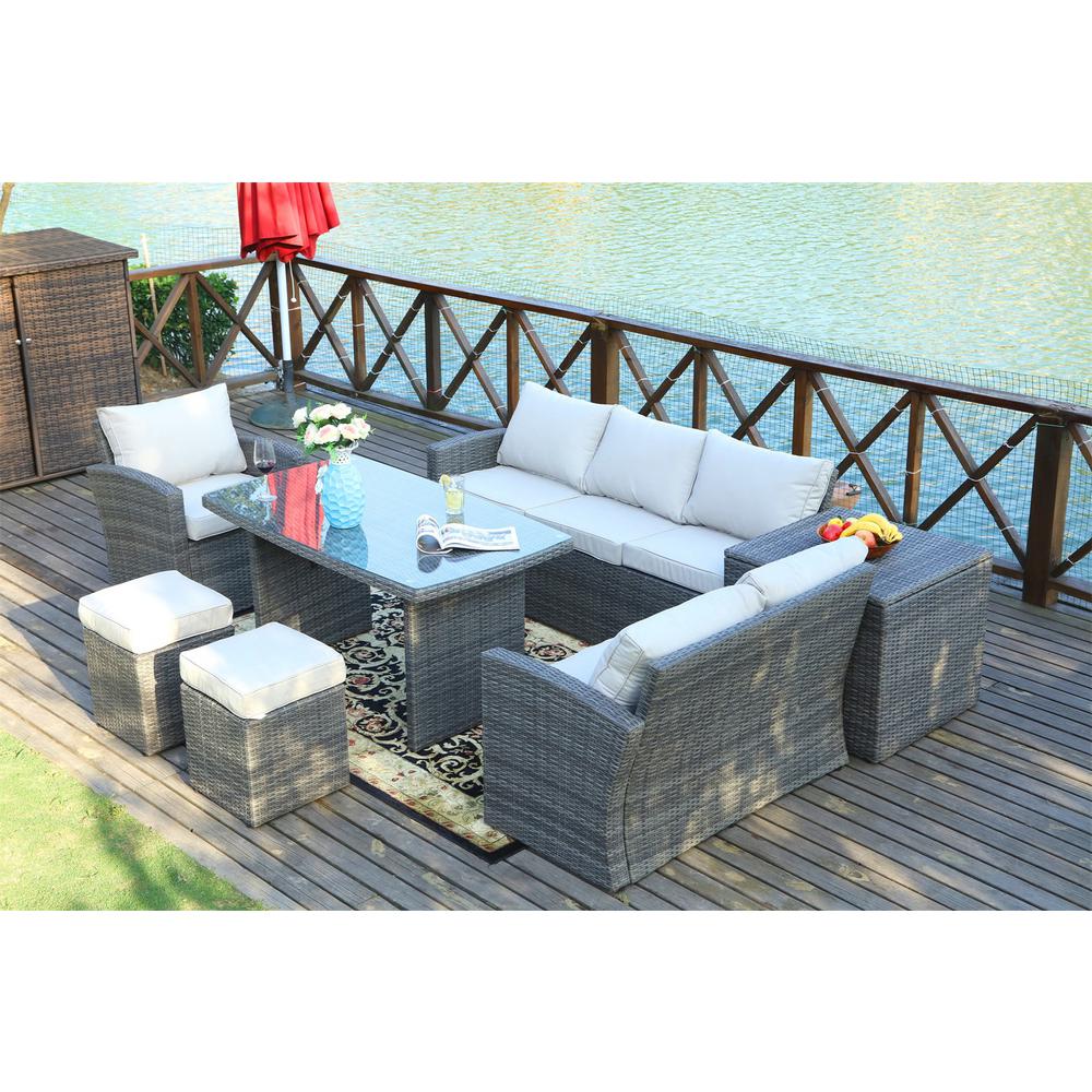 Direct Wicker Cannes Variegated Grey 7 Piece Outdoor Direct Wicker Cannes Variegated Grey 7