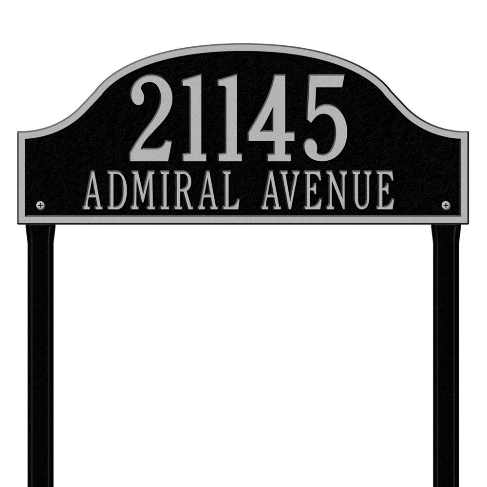 Address Plaques Signs The Home Depot Admiral Estate Arch Black Silver Lawn Two Line Address Plaque