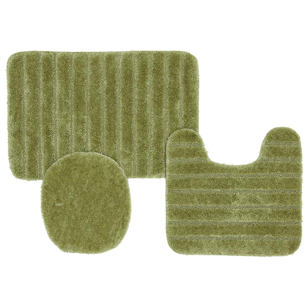 green bathroom rug set