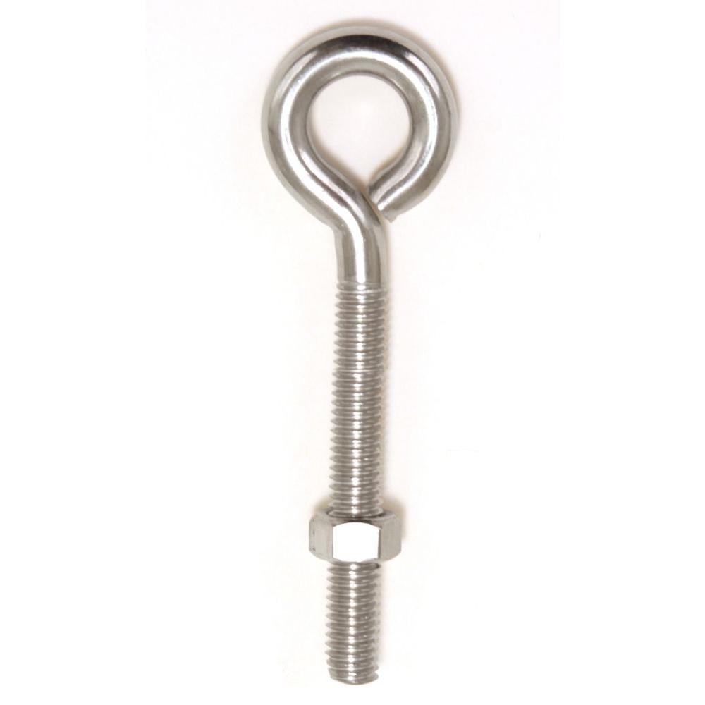 Lehigh 3/8 in. x 6 in. Coarse Stainless-Steel Eye Bolt with Nut-7135S Stainless Steel Nuts And Bolts Home Depot