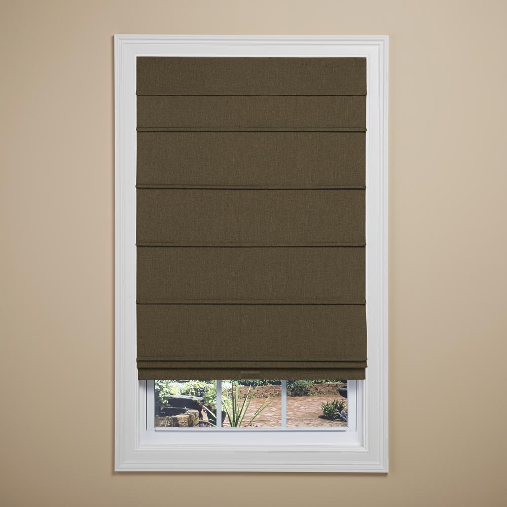 Roman Shades The Home Depot Taupe Cordless Room Darkening Fabric Roman Shade 23 In W X