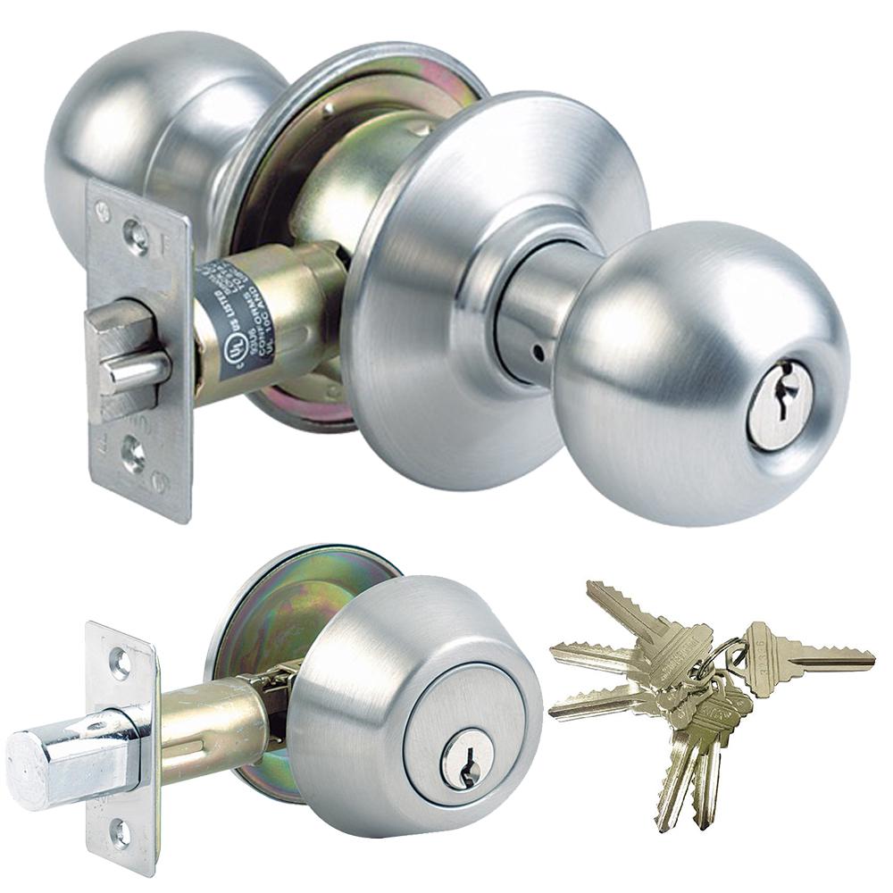 silver door knob with lock