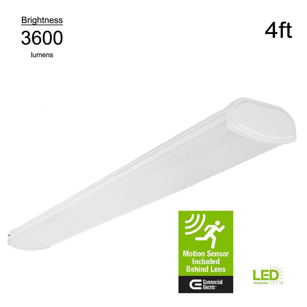 Commercial Electric Motion Sensor Controlled Lighting 4 Ft Commercial Electric Motion Sensor Controlled Lighting 4 Ft White 3600 Lumen Integrated Led Wrap