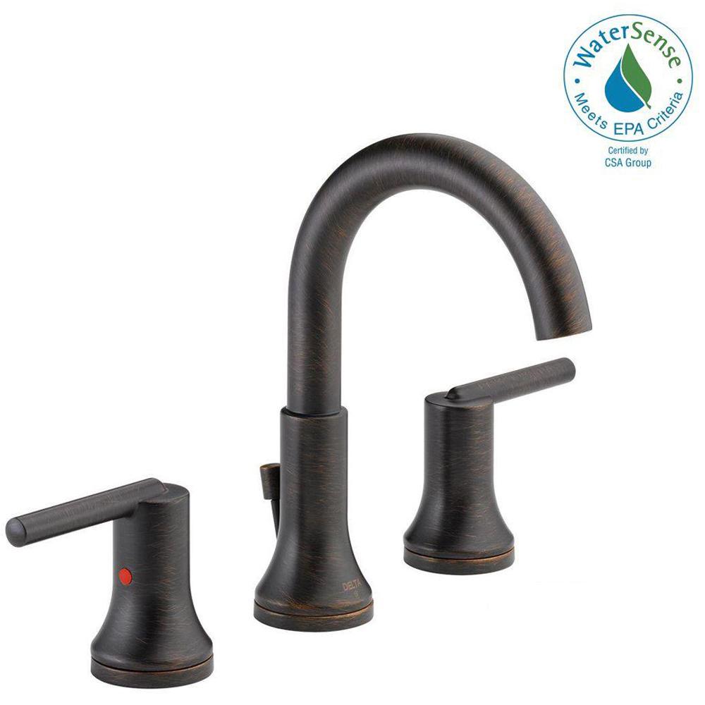 Delta Trinsic 8 In Widespread 2 Handle Bathroom Faucet With Metal Drain Assembly In Venetian 3514