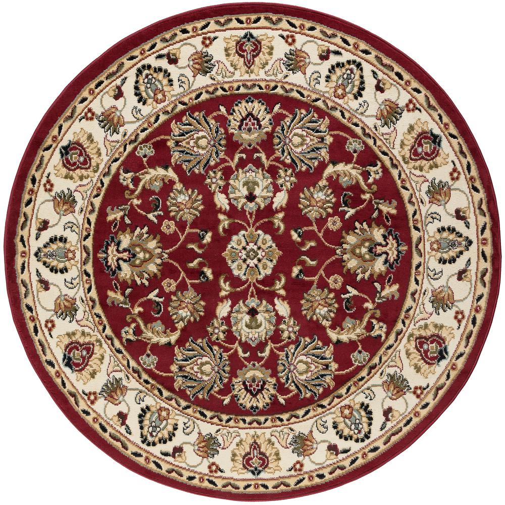 Tayse Rugs Hampton Traditional Red 8 Ft Round Area Rug