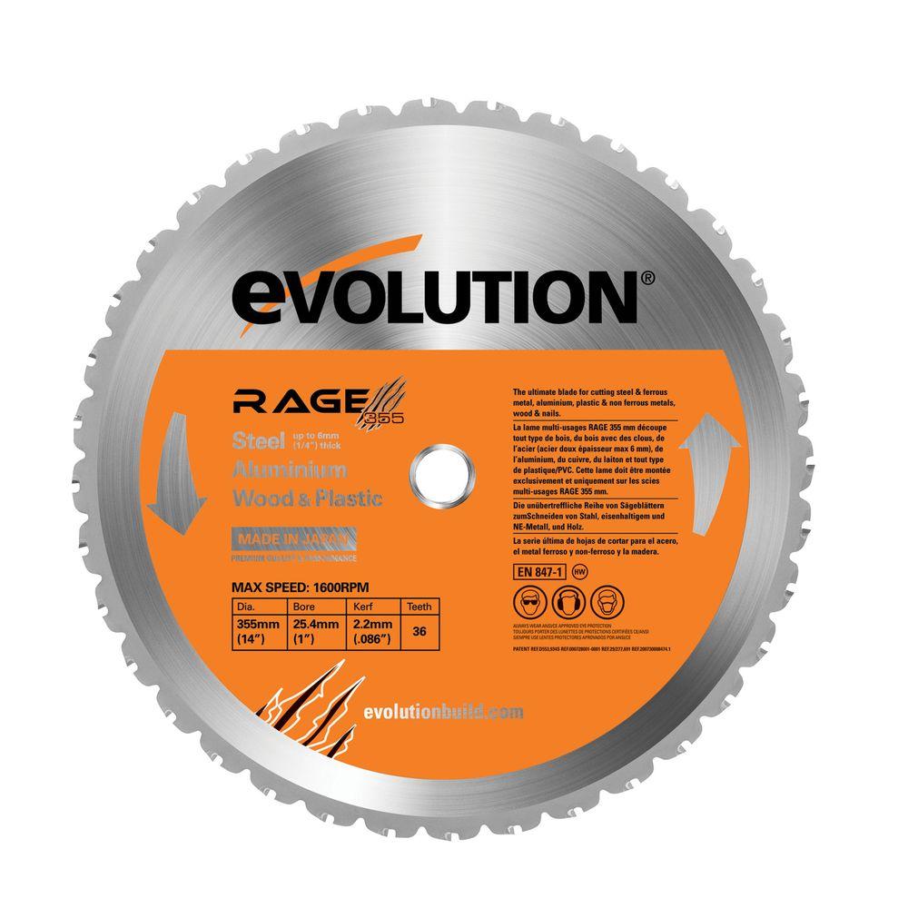 Evolution Power Tools Rage 14 In Multipurpose Replacement Blade Rage355blade The Home Depot
