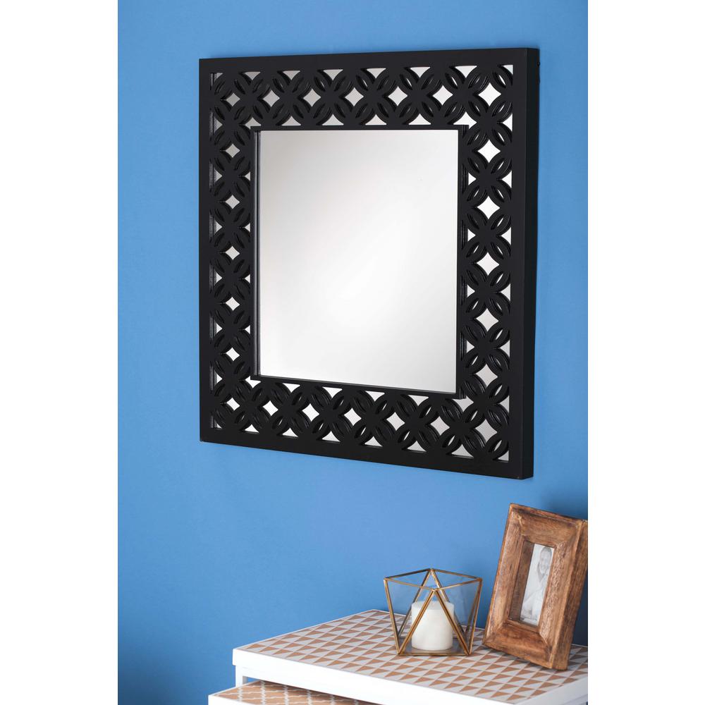 Litton Lane 31 In X Gray Lattice Wooden Wall Mirror 84369 Litton Lane 31 In X Gray Lattice Wooden Wall Mirror
