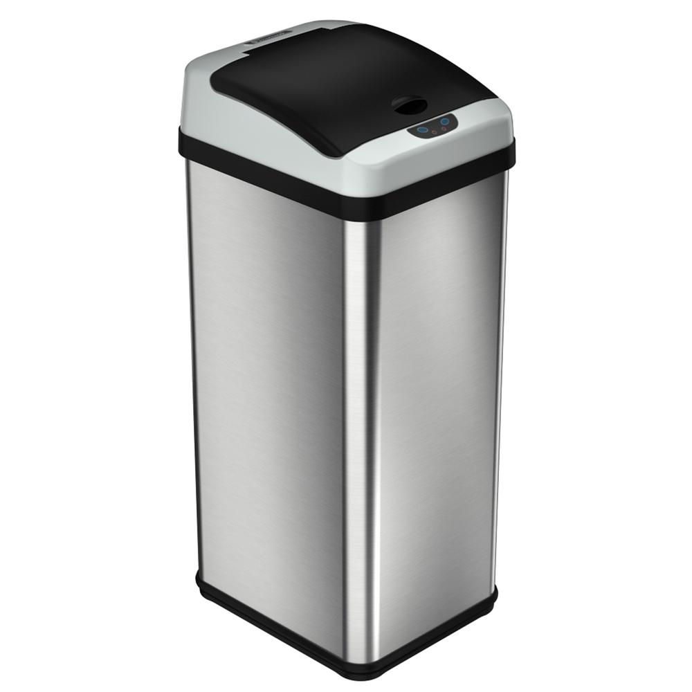 halo quality 13gal Platinum Rectangular Stainless Steel Motion Sensor Trash Can