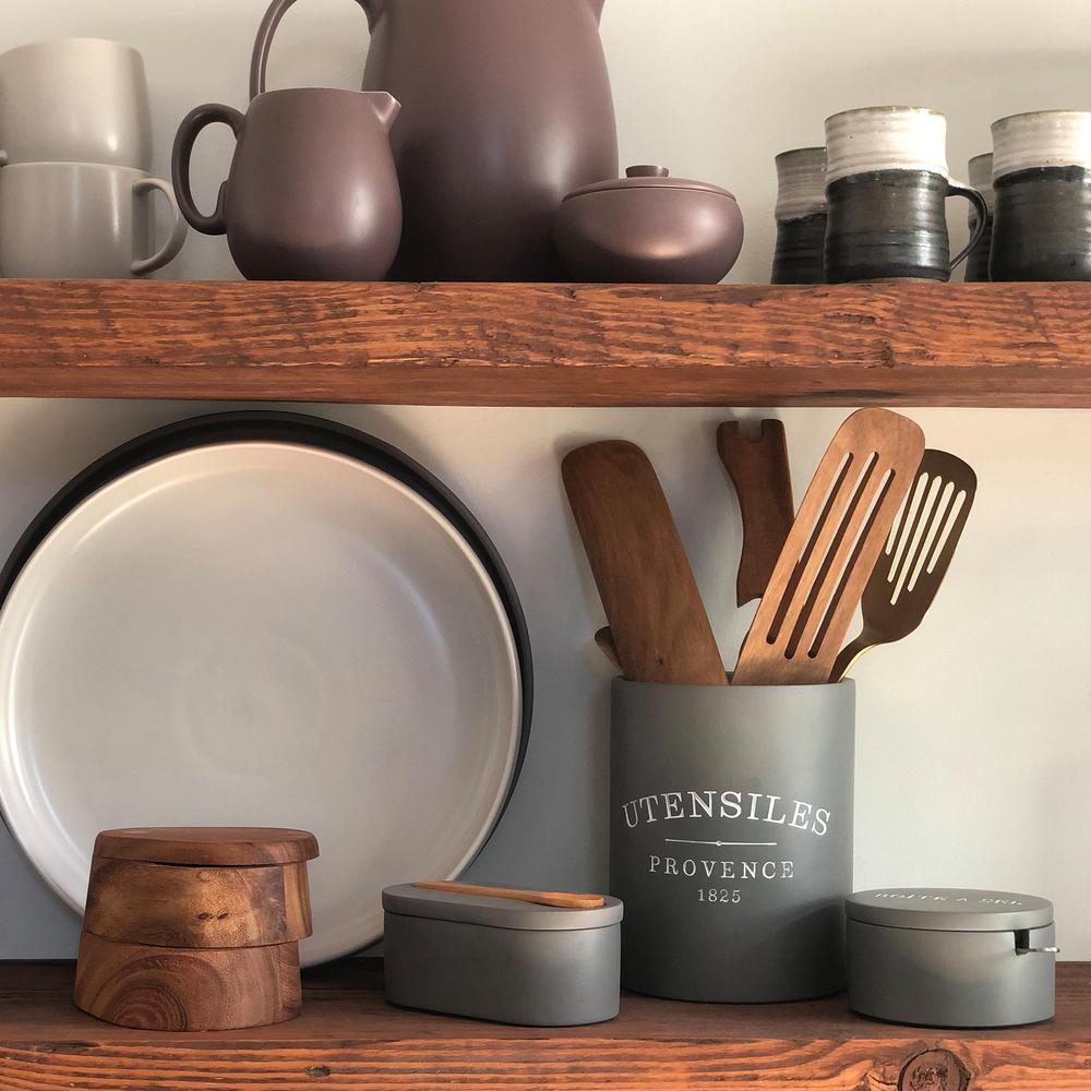 7 in. x 5 in. Slate Grey Round Cement Kitchen Utensil Holder 7 in. x 5 in. Slate Grey Round Cement Kitchen Utensil Holder