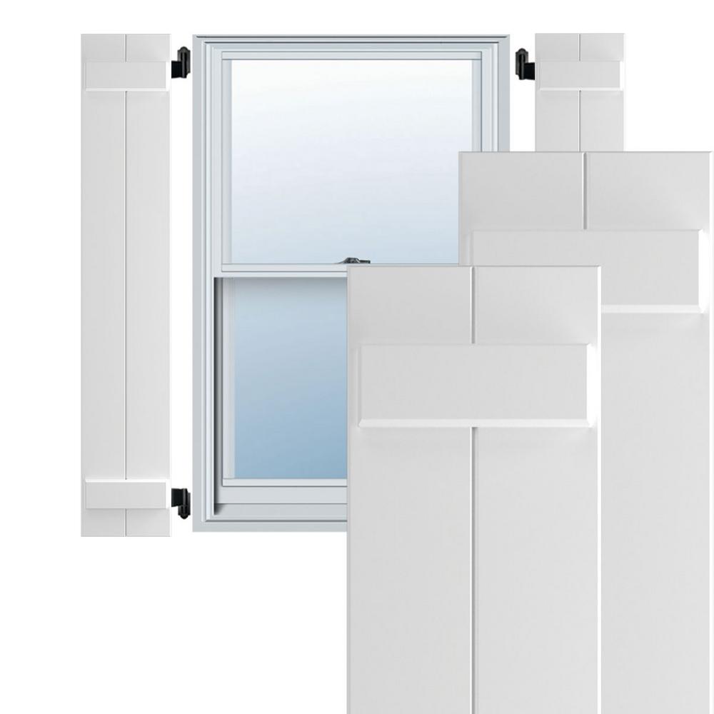 Ekena Millwork 12 in. x 42 in. Exterior Real Wood Pine Board and Batten Shutters Pair Unfinished