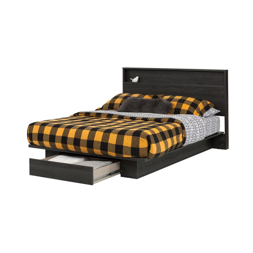 South S Holland Queen Platform Bed Gray Oak 10398 The Home Depot Holland Queen Platform Bed Gray Oak