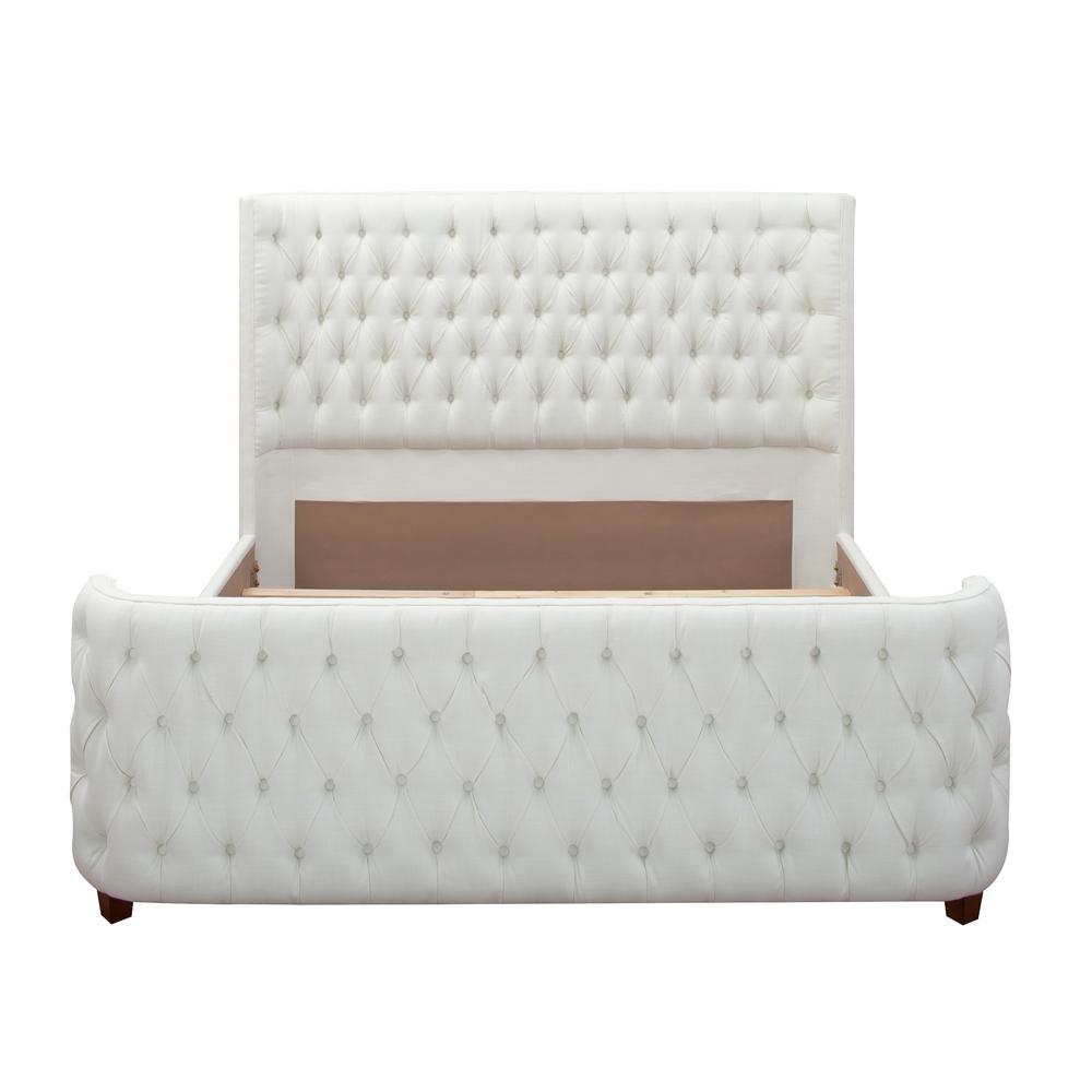 Jennifer Taylor Antique White King Brooklyn Tufted Headboard Bed 2559
