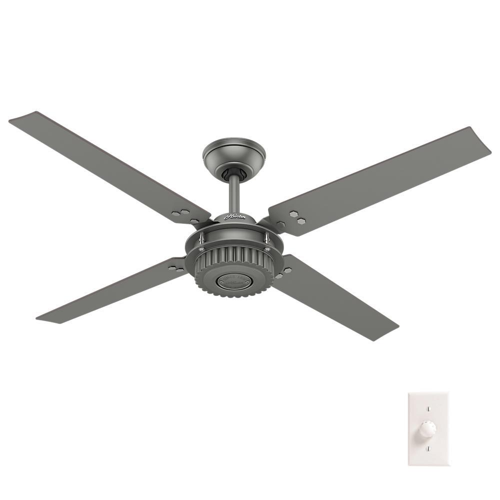 Hunter 4 Blades Outdoor Ceiling Fans Lighting The Home Depot Chronicle 54 In Indoor Outdoor Matte Silver Ceiling Fan