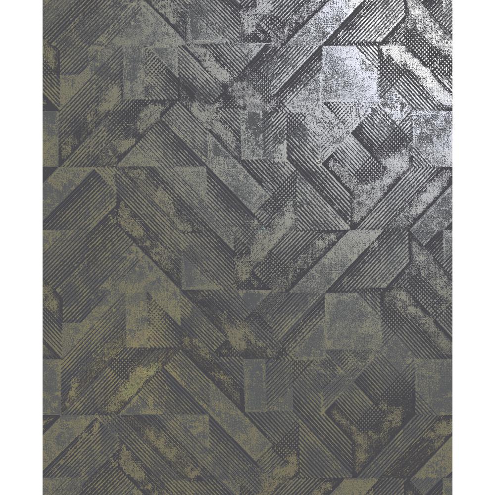 Walls Republic Weathered Metal Zigzag Wallpaper Navy Gold Paper Strippable Roll Covers 57 Sq Ft R6519 The Home Depot